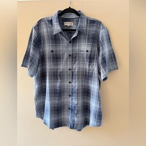 Orvis Men's Blue and White Checkered Button Down Shirt